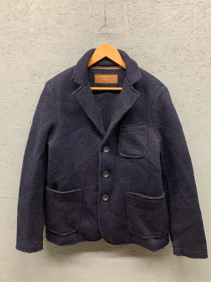 Slate & Stone Coat Virgin Wool Blend Men's Size M Navy Blue Long Overcoat - Image 3 of 4