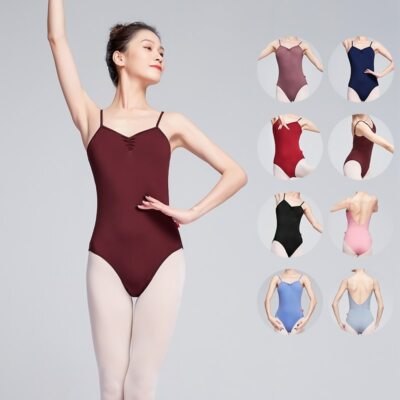 Sexy V-back Ballet Leotard Wear For Women Simple Dance Gymnastics Clothes  S-2XL