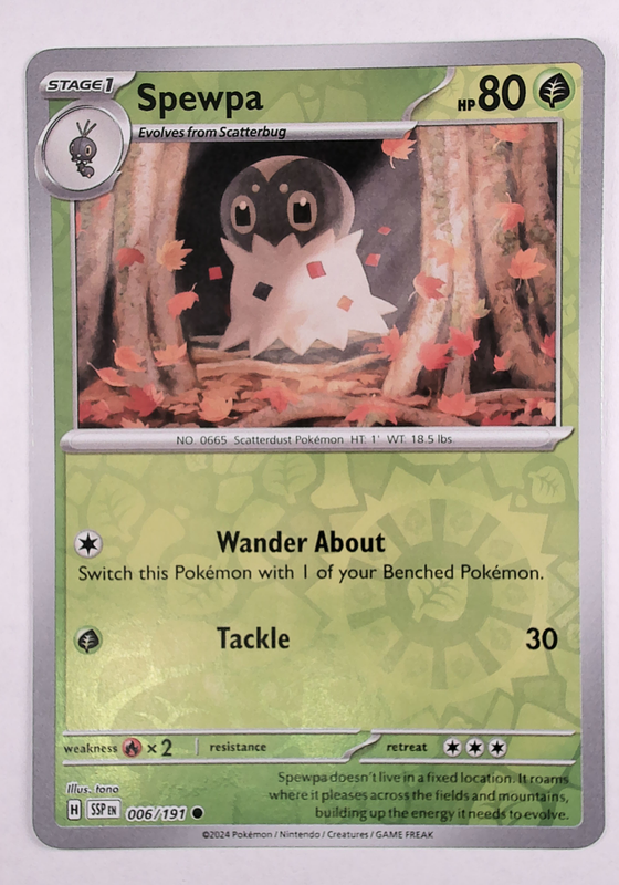 Spewpa 006 Pokemon TCG SV08: Surging Sparks Common Reverse Foil NP