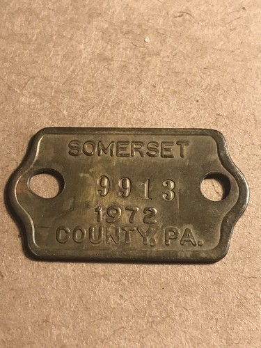 1972 Dog License Tag - Somerset, Pennsylvania