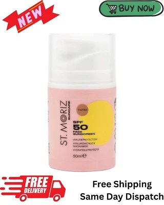 St Moriz Suncare SPF 50 Tinted Face Sunscreen | UVA & UVB Protection 50 | UK