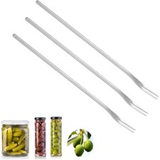 Stainless Steel Pickle Fork Set Of 3 Long Handle Olive Cocktail Forks Dessert