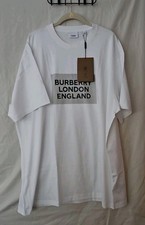 AUTH 500 BURBERRY Logo T-shirt, men's SZ XXL, White, 100 Cotton