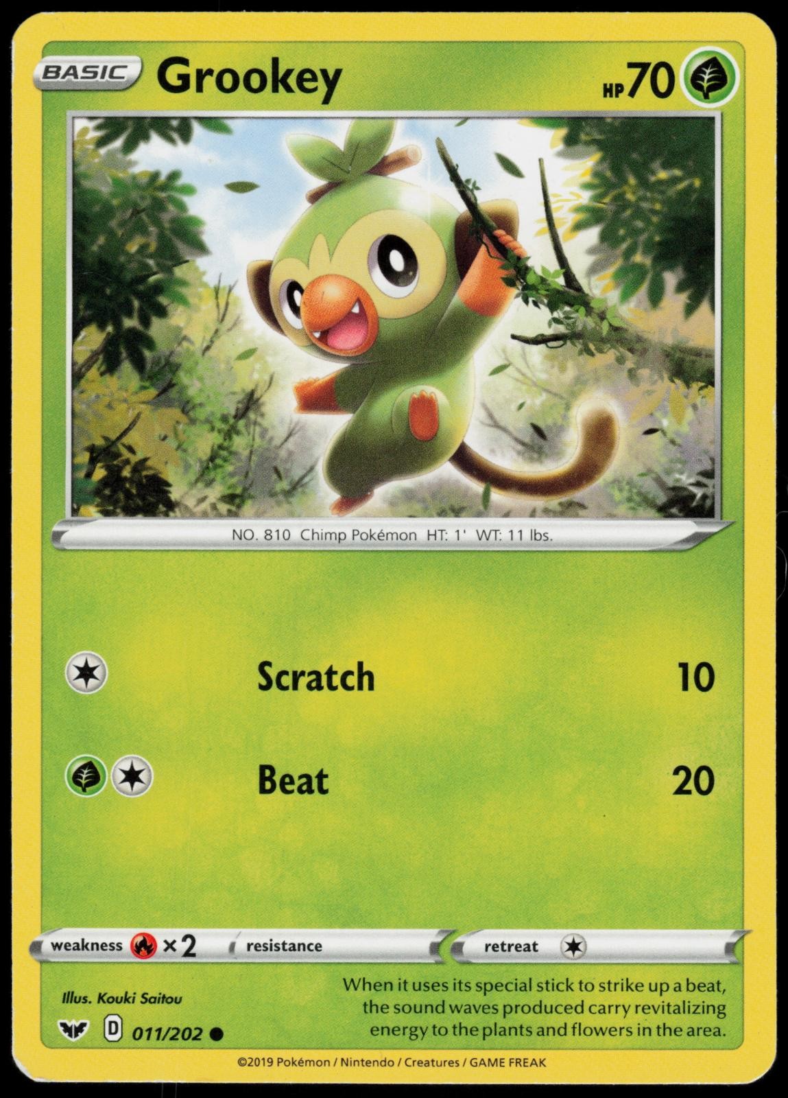 Grookey 011/202 Sword & Shield Pokemon Common Lightly Played