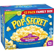 Pop Secret Microwave Popcorn Movie Theater Butter Flavor 3 Oz Sharing Bags 12 Ct