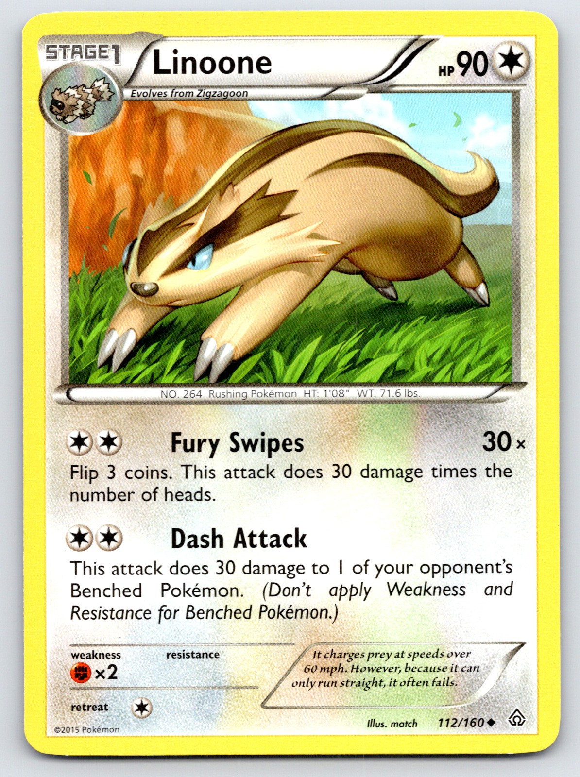 Linoone - XY - Primal Clash 112/160 - MP Condition