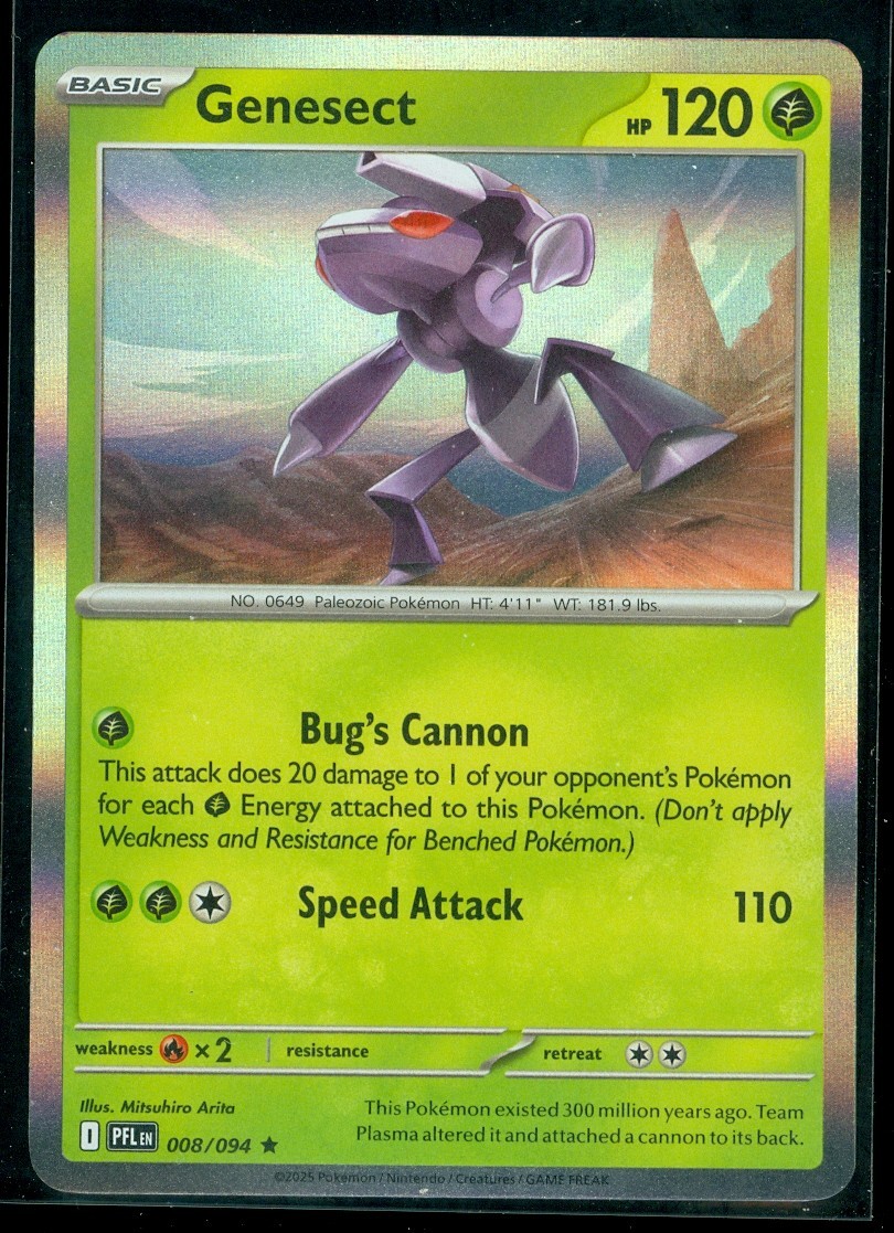 Pokemon GENESECT 008/094 - Phantasmal Flames - RARE HOLO - MINT
