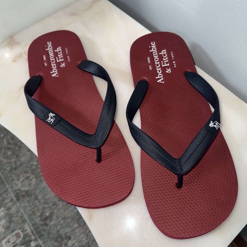RARE NEW Abercrombie Fitch A&F Moose Mens Flip Flops Burgundy Sz Xl 11-12 Y2K