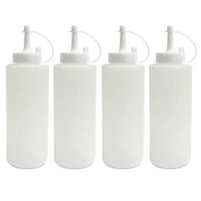 4 Empty Condiment Squeeze Bottle 12 Oz Clear Plastic Ketchup Mustard Mayo Sauce