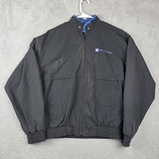 Vintage General Motors Jacket Mens Medium Black GM Engineering Full Zip Lined