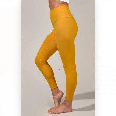 NEW 90 Degree by Reflex Wonderlink High Rise Ankle Leggings Small Mustard Yellow