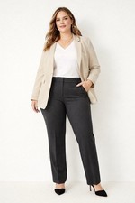 Ann Taylor Womens Straight Leg Pant Sz 14 Gray Curvy Fit Bi-stretch Trouser