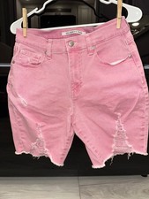 Celebrity Pink Women's Pink Distressed Denim Bermuda Shorts Size 7/28
