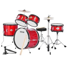 VEVOR Batteria 5 Pezzi Kit Musicale per l'Apprendimento da ca. 406 mm Rosso