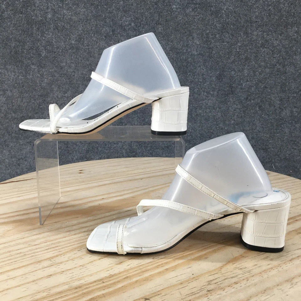 NUEVAS Sandalias Calvin Klein Para Mujer 6 M Belma Sin Cordones Punta Lazo Tacones Deslizables Blancas Foto 2 de 4