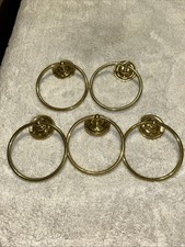 5 Brushed Brass Towel Rings Wall Mounted Bathroom Towel Holder