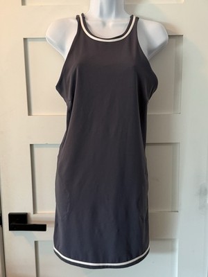 Vuori Slate Blue Tennis Yoga Golf Athletic Leisure Dress with White Trim Medium