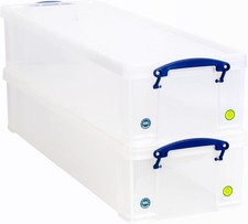 Really Useful Box Plastic Storage 22 Litre Clear (Pack Of 2)