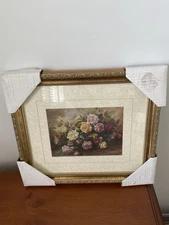 Vintage Albert Williams Art Print Under Glass Wooden Gold Color Frame 13"x15"New