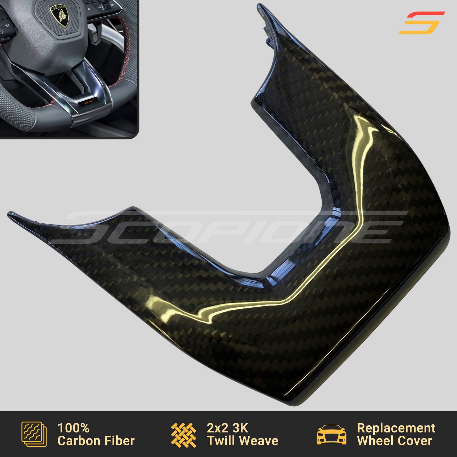Scopione Carbon Replacement Steering Wheel Cover Trim for Lamborghini 18-25 URUS
