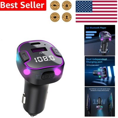 Bluetooth Car Adapter 5.3 PD QC3.0 Fast Charger FM Transmitter Hands-Free Cal...