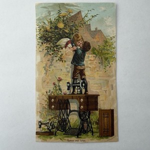 Singer Sewing Machine Trade Card Romeo & Juliet Humorous Oscillator NY Antique