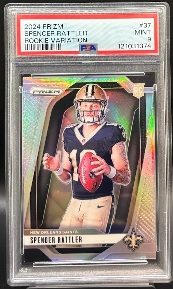 2024 Prizm #37 Spencer Rattler Rookie Variation VAR Rookie RC Saints PSA 9 MINT
