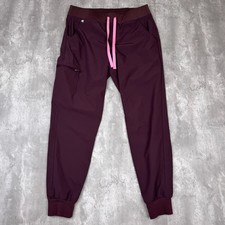 FIGS Zamora Jogger Scrub Pants Womens Medium Red Burgundy Work Nurse Stretch