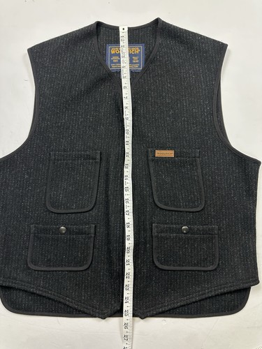Vintage Woolrich Vest Waistcoat Men Black Wool Sportsman Hunting Utility Large - Picture 5 of 7