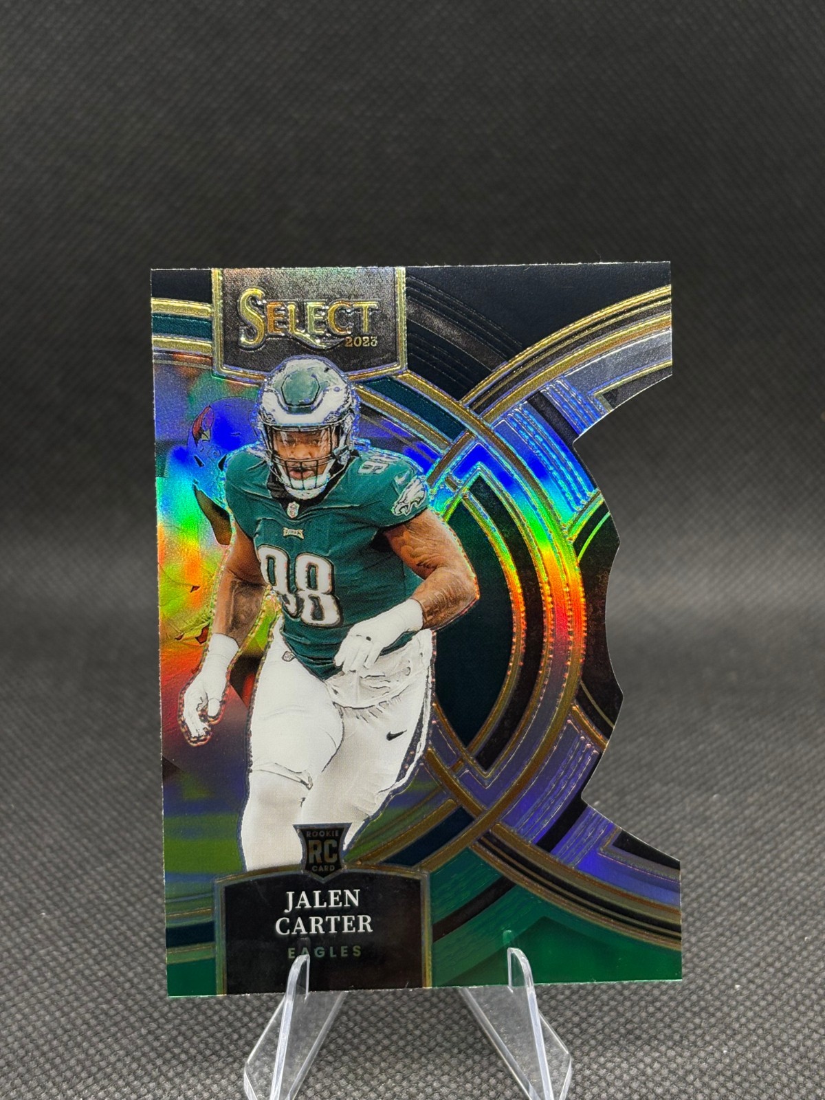 2023 Select Football - Jalen Carter, PHI - Black/Green Prizm Die-Cut, Premier