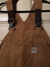 Carhartt FR Bib Overalls Mens 48x32 Brown Duck Canvas Flame Resistant Workwear