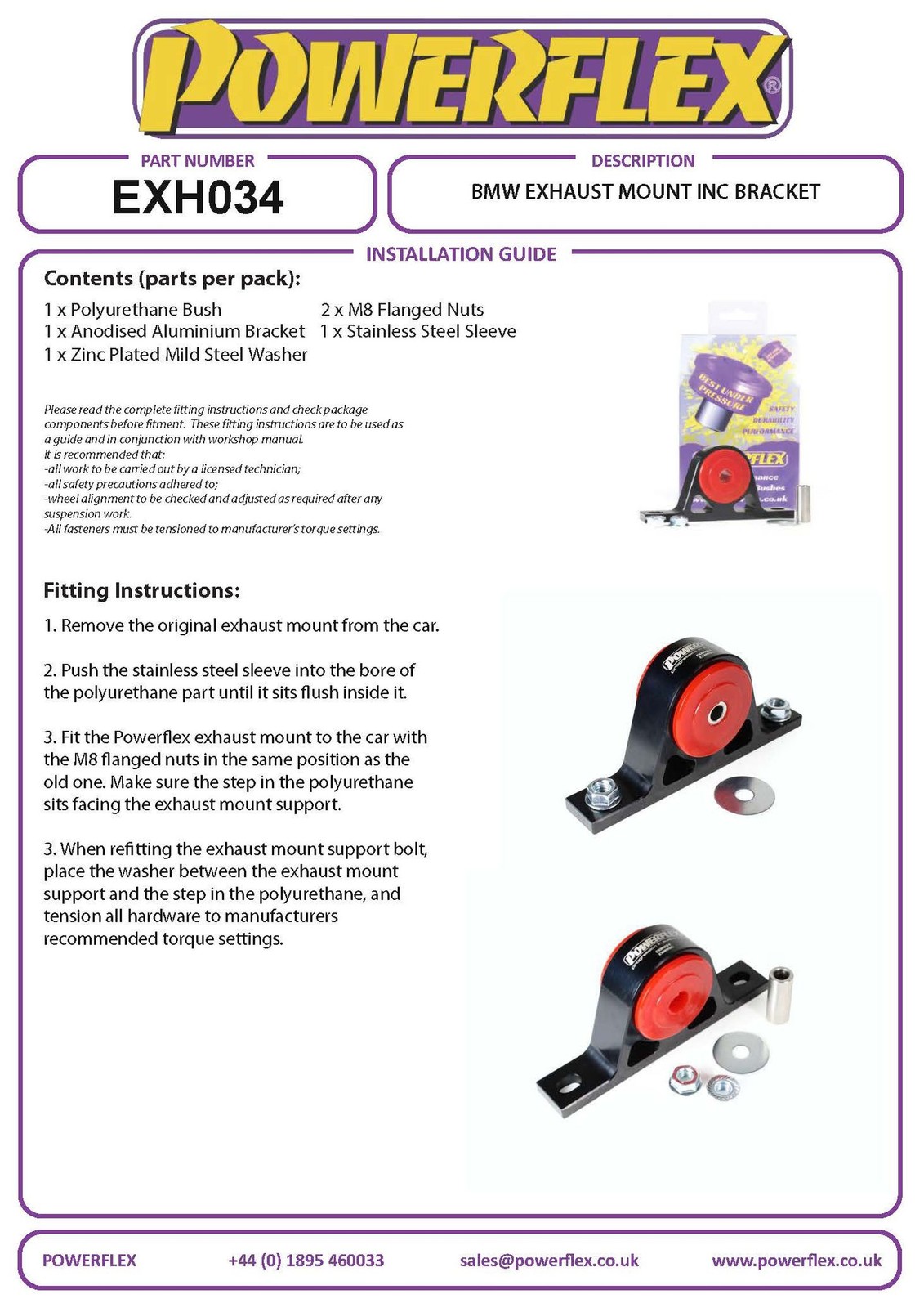 EXH034BLK Powerflex Black Exhaust Mounting Bush & Bracket