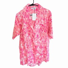 Faithfull the Brand Charlita Shirt Dress Roos Tie Dye Pink 8 Coastal Beach NWT