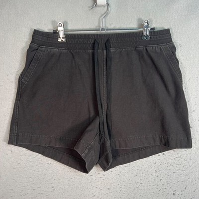 Uniqlo Womens Size Large 30-31 Black Drawstring Shorts Cotton Blend