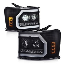 LED DRL Headlamp GMC Sierra 1500 07-13 2500HD 3500HD 07-14 Black Amber 20980241