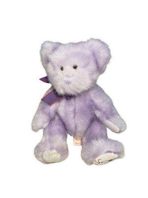 Vintage lavender Russ Berrie Aphrodite teddy bear plush purple and red bow