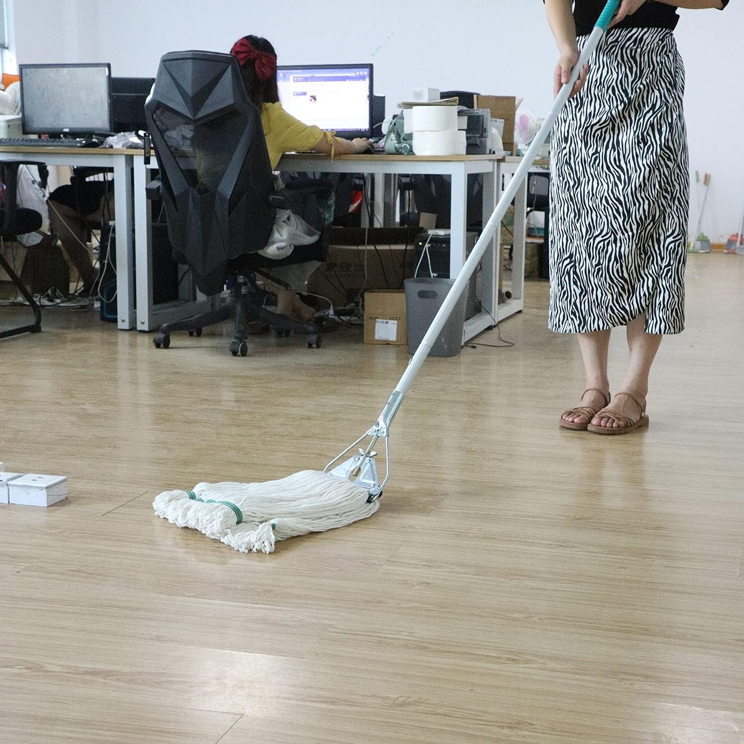 OFO Loop-End String Mop with Extra Head Replacement - Heavy Duty Silvery 