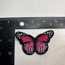 Pink  Black BUTTERFLY Embroidered Patch 63J7