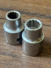 Vintage Lot x2 SIDCHROME 7/16"+ 3/8" AF 1/2"dr 12pt Sockets Australian Made #DB3