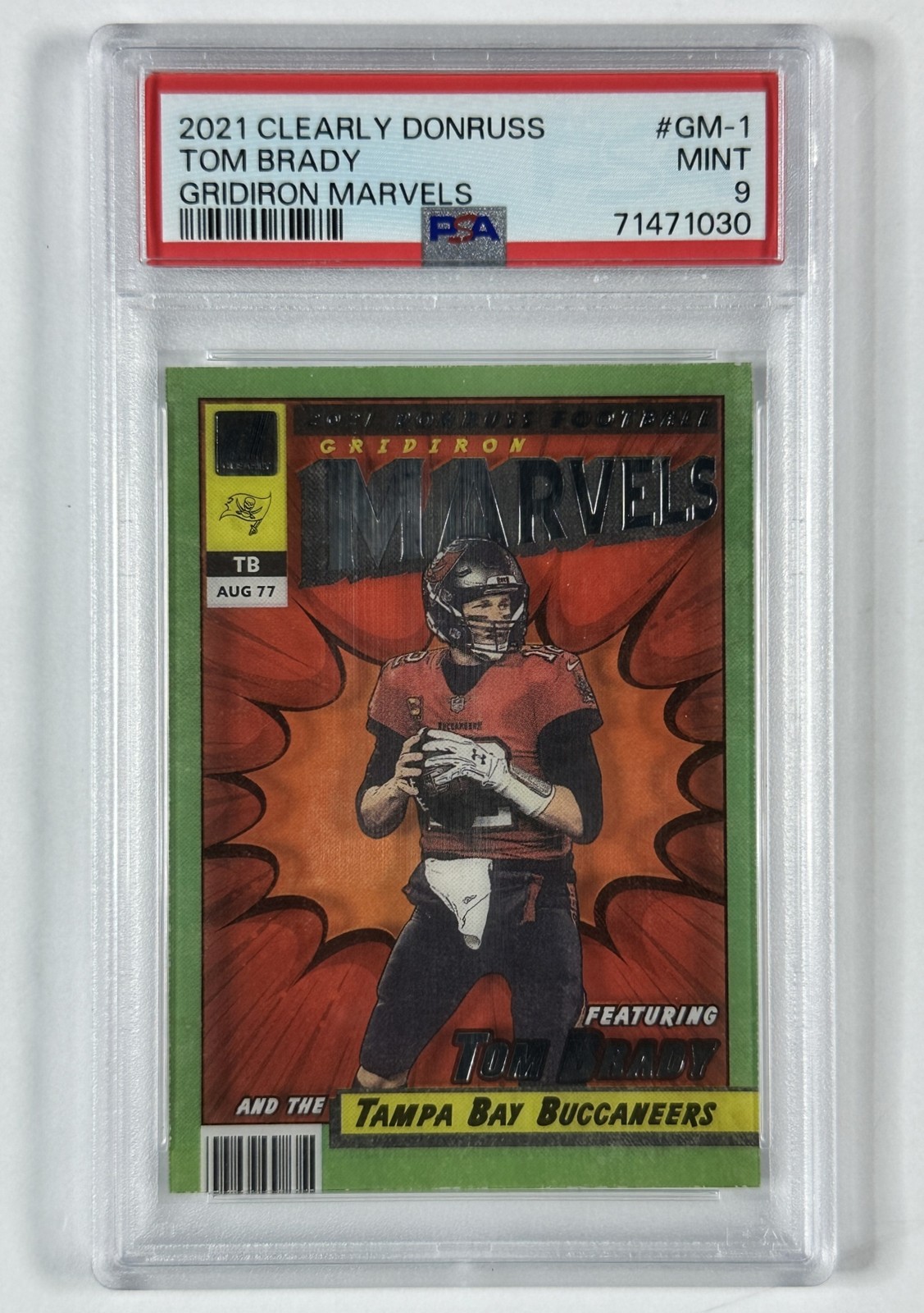 TOM BRADY PSA 9 2021 PANINI CLEARLY DONRUSS #GM-1 GRIDIRON MARVELS 1030 view 1