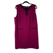 Talbots Tipped Ponte Tie-Neck Dress Raspberry Black‎ Womens 20W Petite Plus