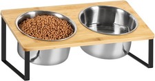 Dog Bowls Elevated Large Breed Raised Dog Bowl Stand Bamboo Dog Feeder Food Bowl