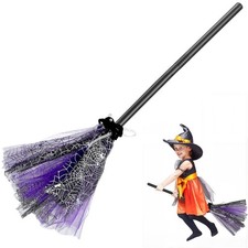 Halloween Witch Broom Costume Props Cosplay Decoration Magic Wizard Broomstick