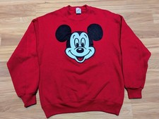 Vintage 90s Jerzees Mickey Mouse Sweatshirt Red Size L Made in USA Disney Crew