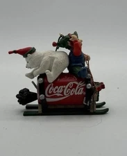 Coca-Cola Bottling Works Collection Ornament Polar Bear & Elf on Coke Sled 1994