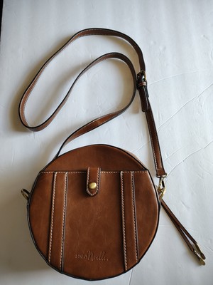 Simply Noelle Vegan Leather Brown Canteen Style Boho Crossbody Handbag Purse Bag