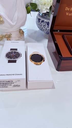 Custom 24k Gold Plated Samsung Galaxy Watch 8 Classic Brown Band GPS LTE - Picture 19 of 19