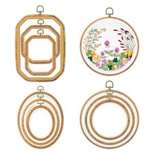 9 Pcs Large Embroidery Frame Decorative Imitated Wood Display Embroidery Hoop...