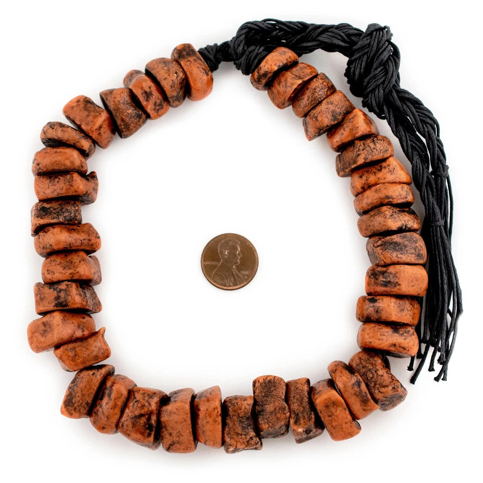 Moroccan Square Coral Amber Resin Beads 16mm Morocco African Orange Disk - Image 2 of 3