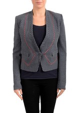 Just Cavalli Women's Wool Gray Floral Print One Button Blazer US S IT 40